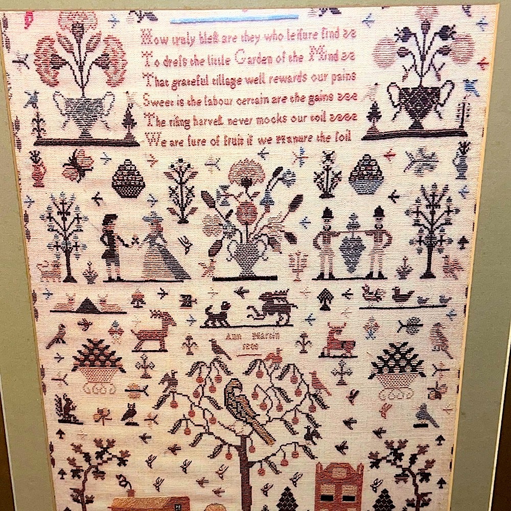 Framed Vintage Needlepoint Art 1808 by Ann Martin “On Diligence” - Picture 2 of 9